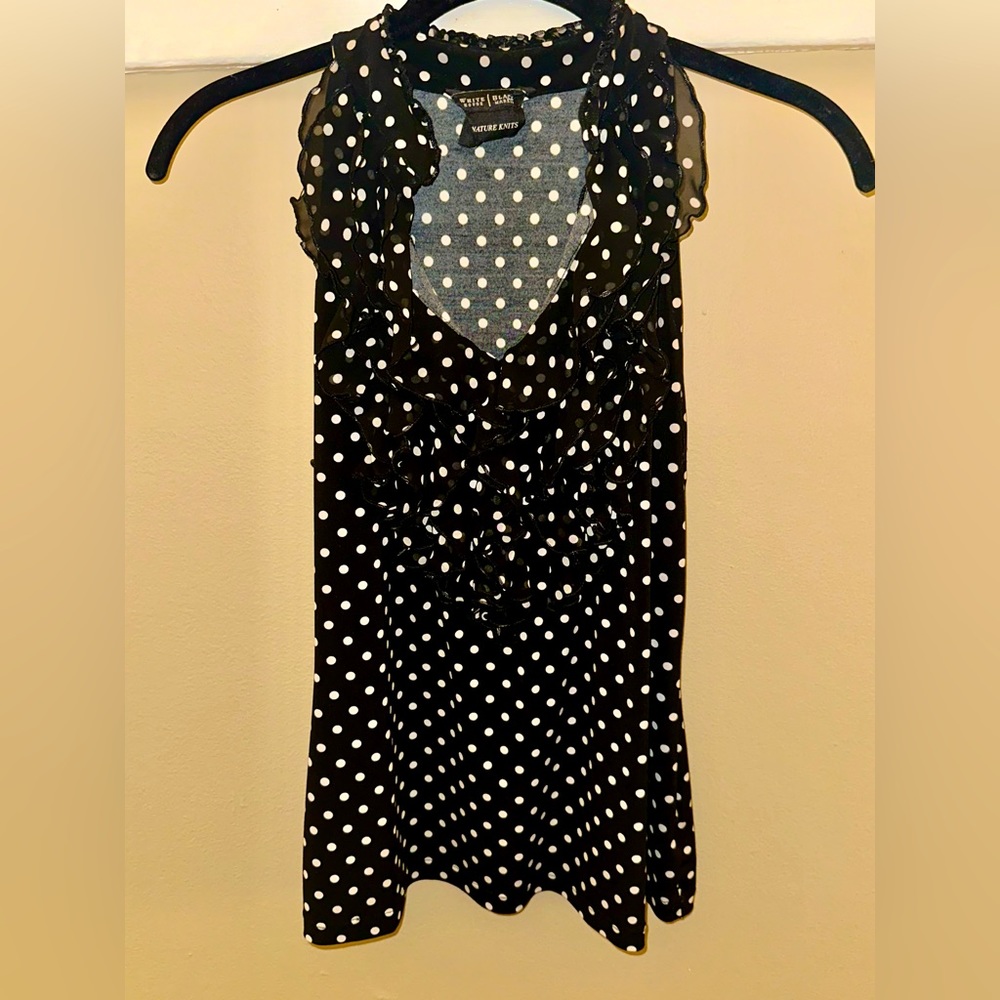 LOFT - Black and White Polka Dot Sleeveless Top